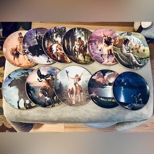 Lot of Native American Collection Plates and Wooden Frames
